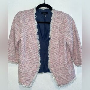 DREW Pink and Cream Fringe Blazer